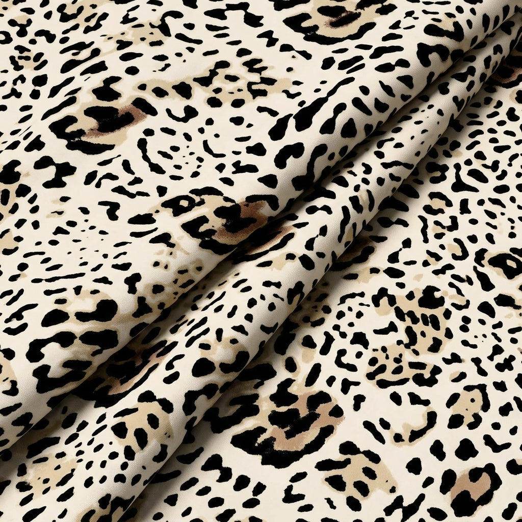 Folded Animal Print White Animal Print Lycra Fabric