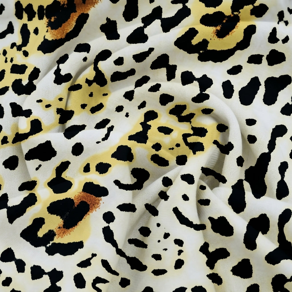 Swirled Animal Print White Animal Print Lycra Fabric