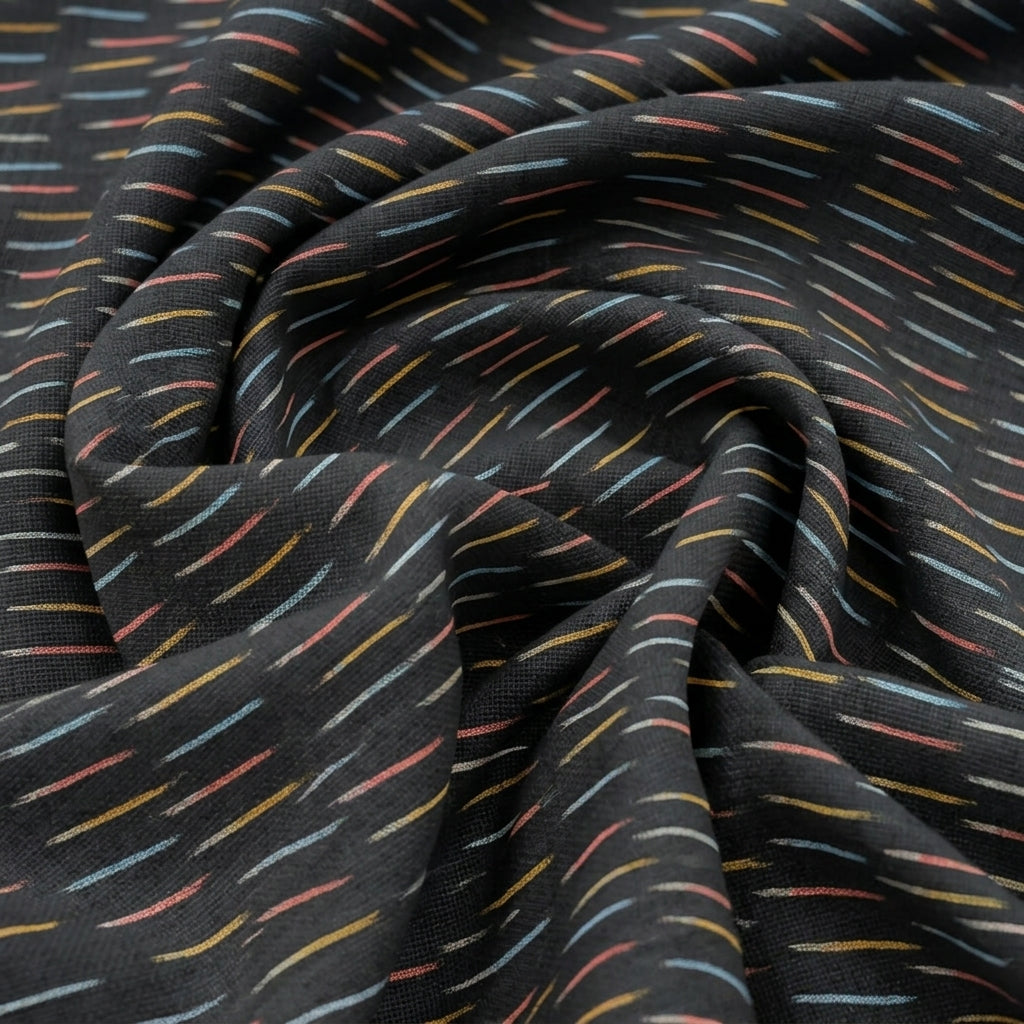 Swirled Ikat Black Ikat Cotton Fabric