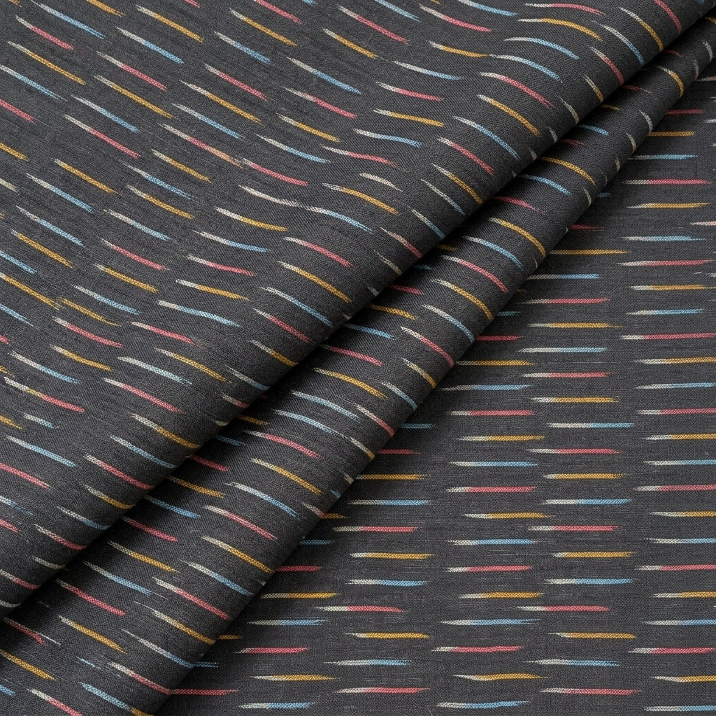 Folded Ikat Black Ikat Cotton Fabric