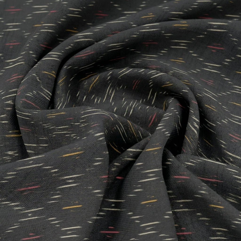 Swirled Ikat Black Ikat Cotton Fabric