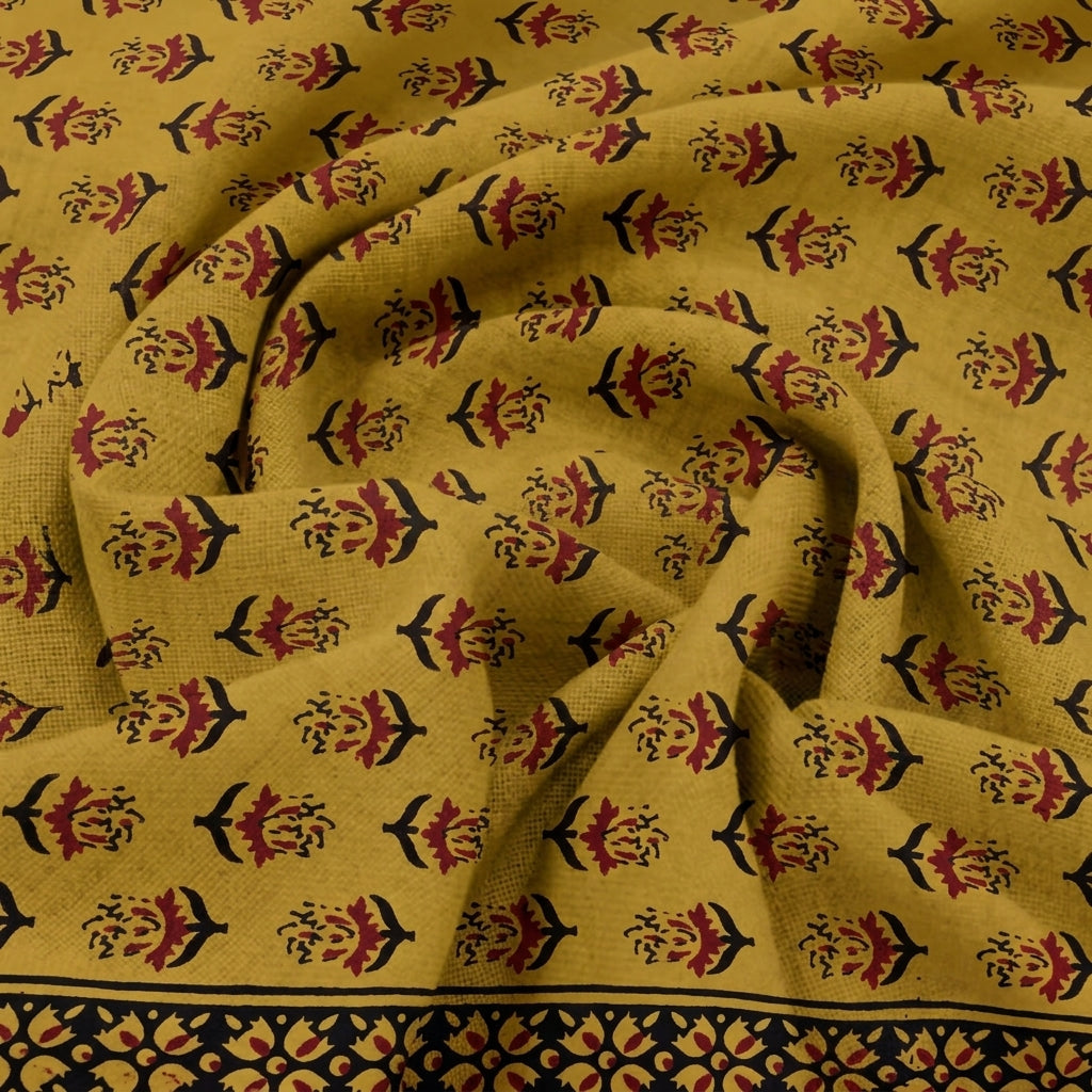 Swirled Floral Yellow Floral Cotton Fabric