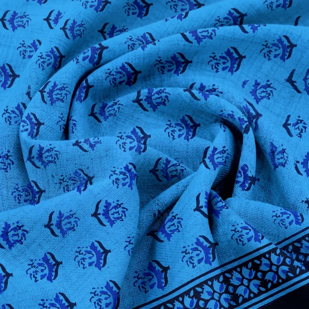 Swirled Floral Blue Floral Cotton Fabric