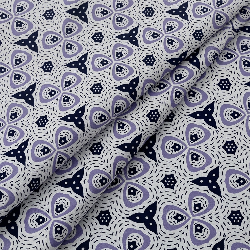 Folded Floral Purple Floral Cotton Fabric
