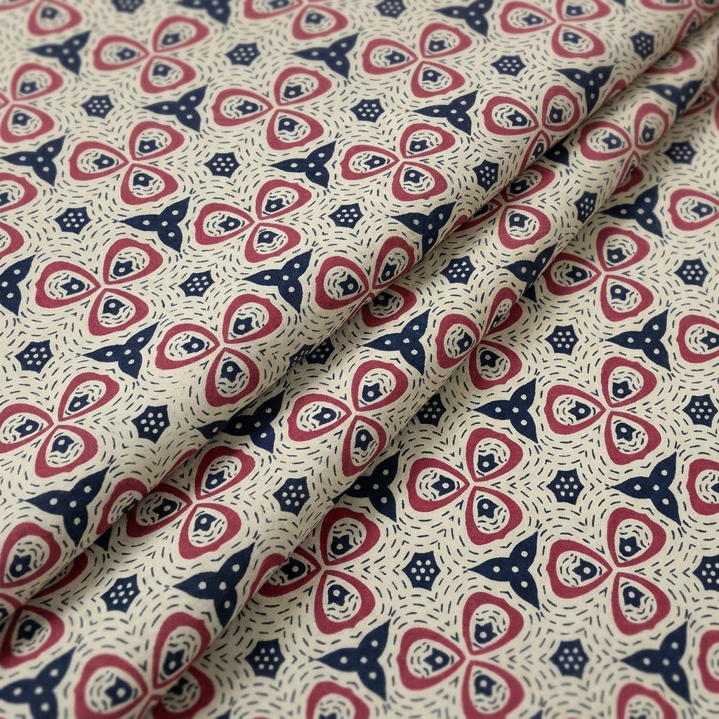 Folded Floral Green Floral Cotton Fabric