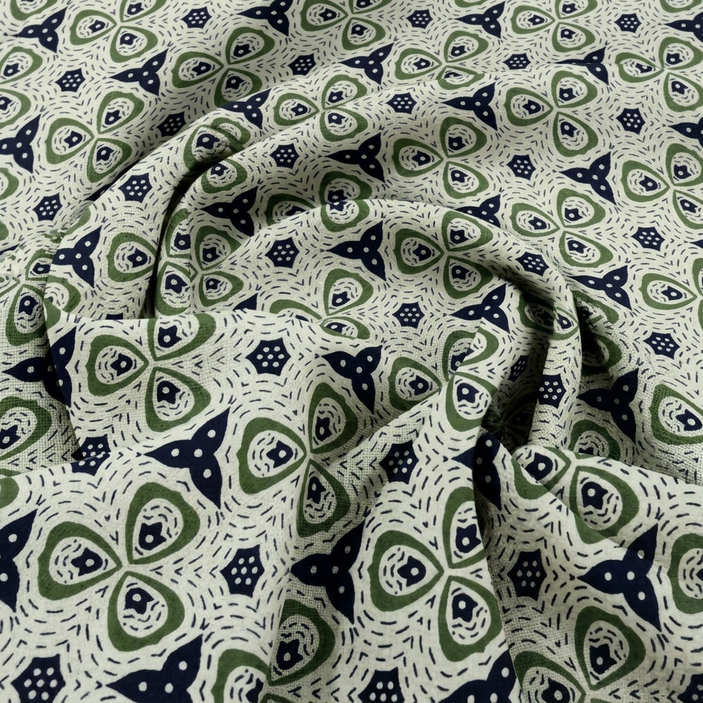 Swirled Floral Green Floral Cotton Fabric