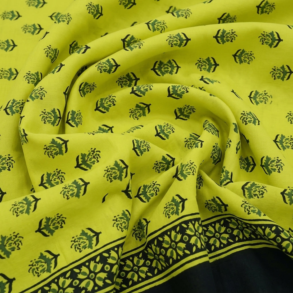 Swirled Floral Green Floral Cotton Fabric