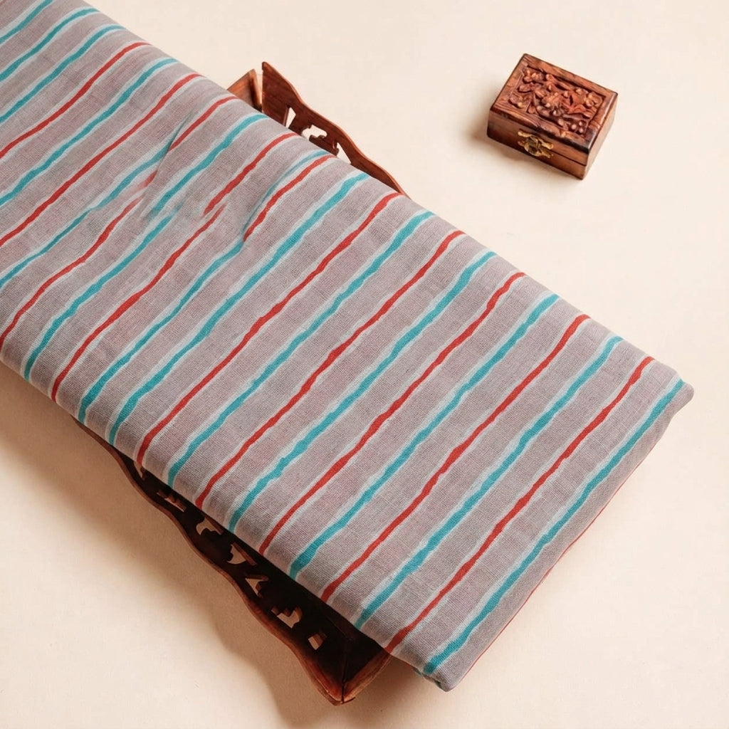 Folded Baby Pink Stripes Cotton Fabric Highlighting and Texture