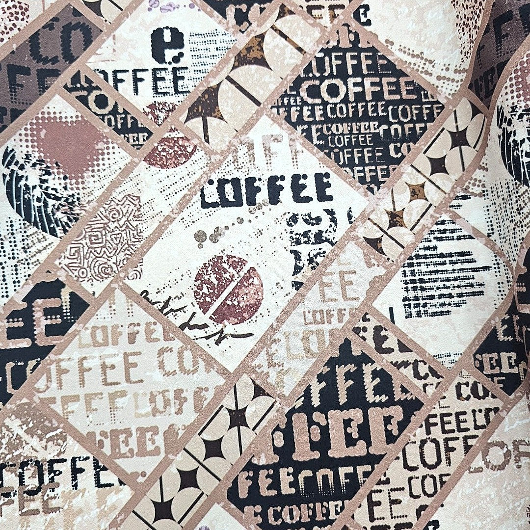 Brown Printed Satin Fabric - EC13017 - EC13017 - Flat fabric