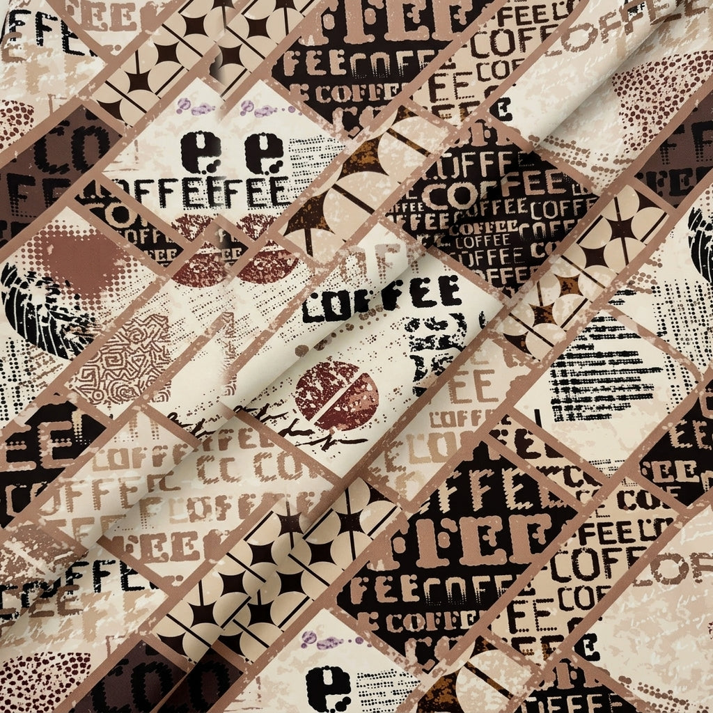 Folded Printed Brown Printed Satin Fabric