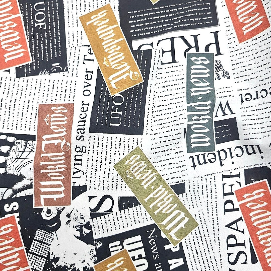 White Printed Satin Fabric - EC13018 - EC13018 - Flat fabric
