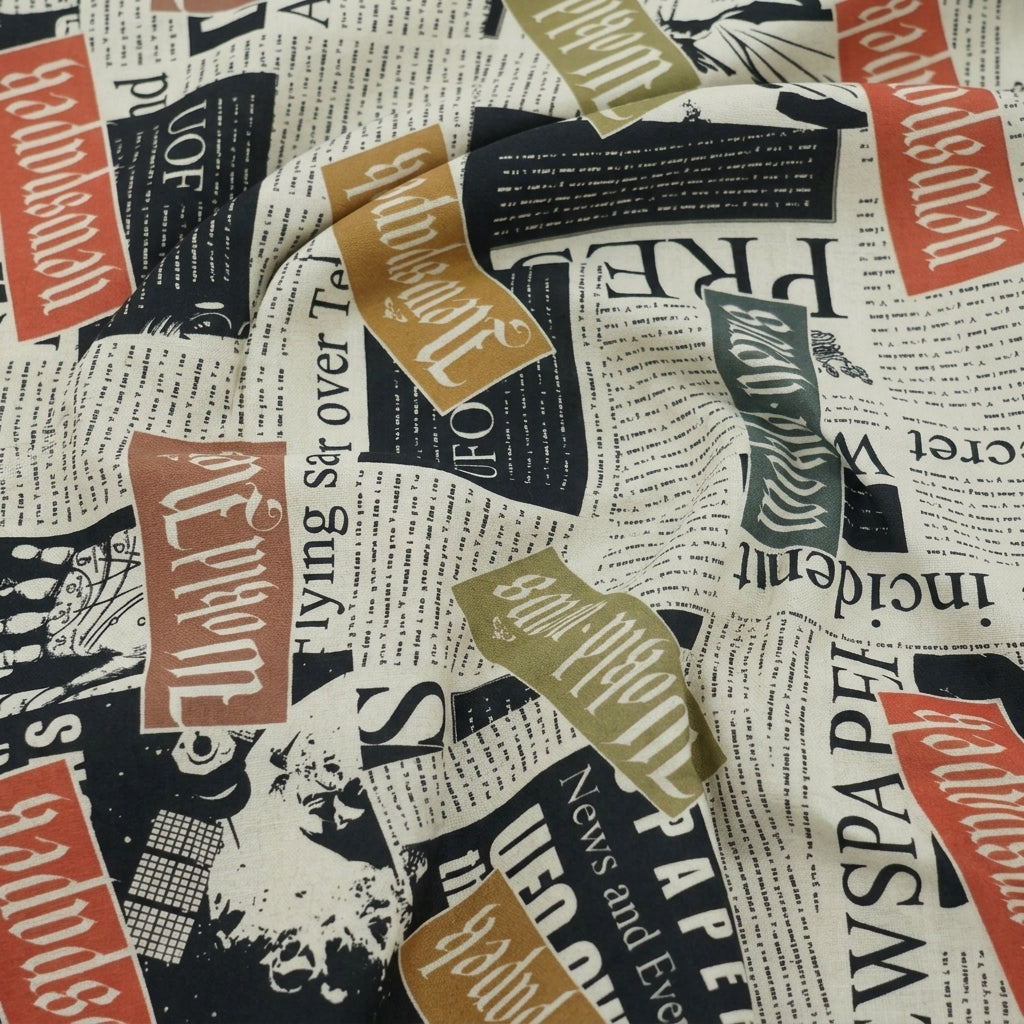 Swirled Printed White Printed Satin Fabric