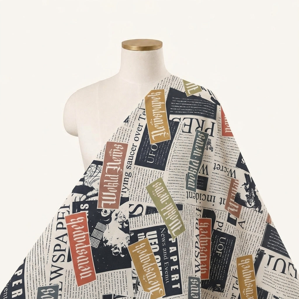 Printed White Printed Satin Fabric Draped as a saree