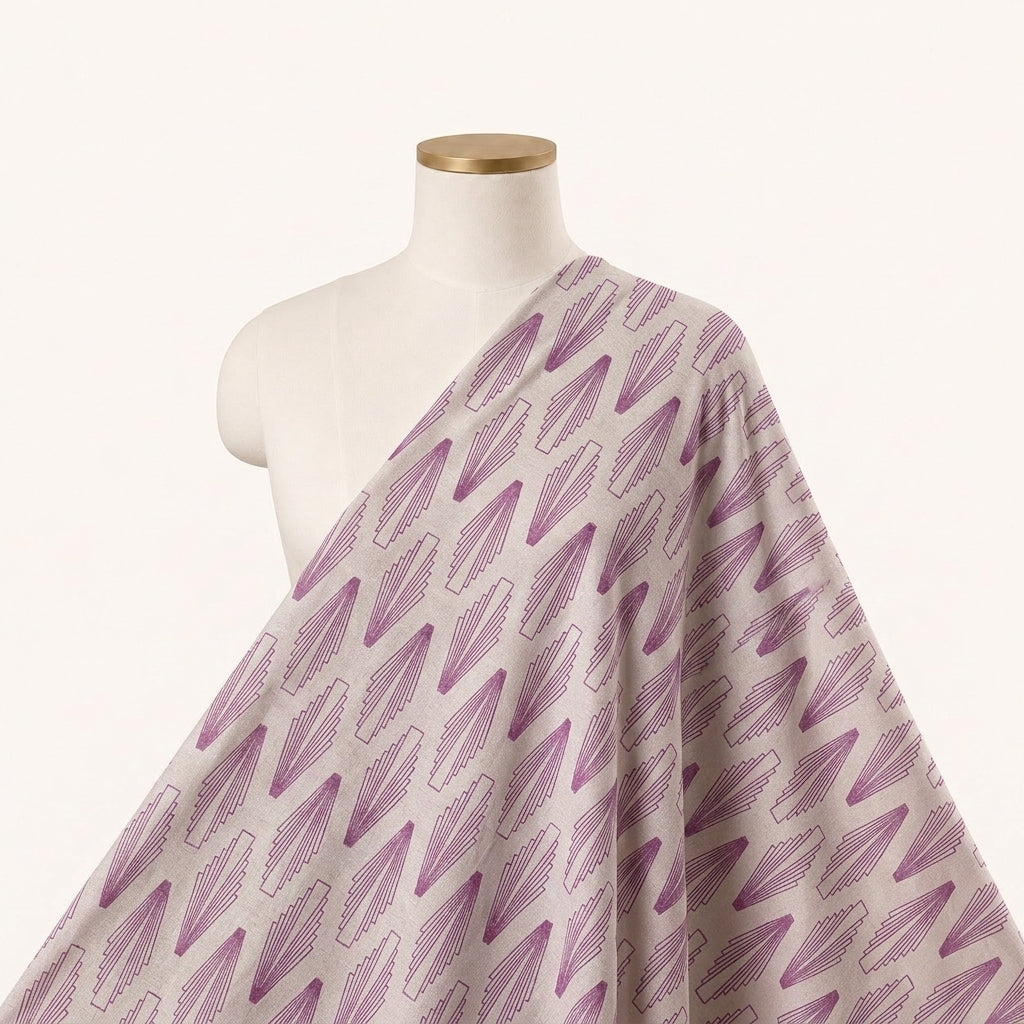 Leaf Pink Leaf Lycra Fabric Draped as a saree