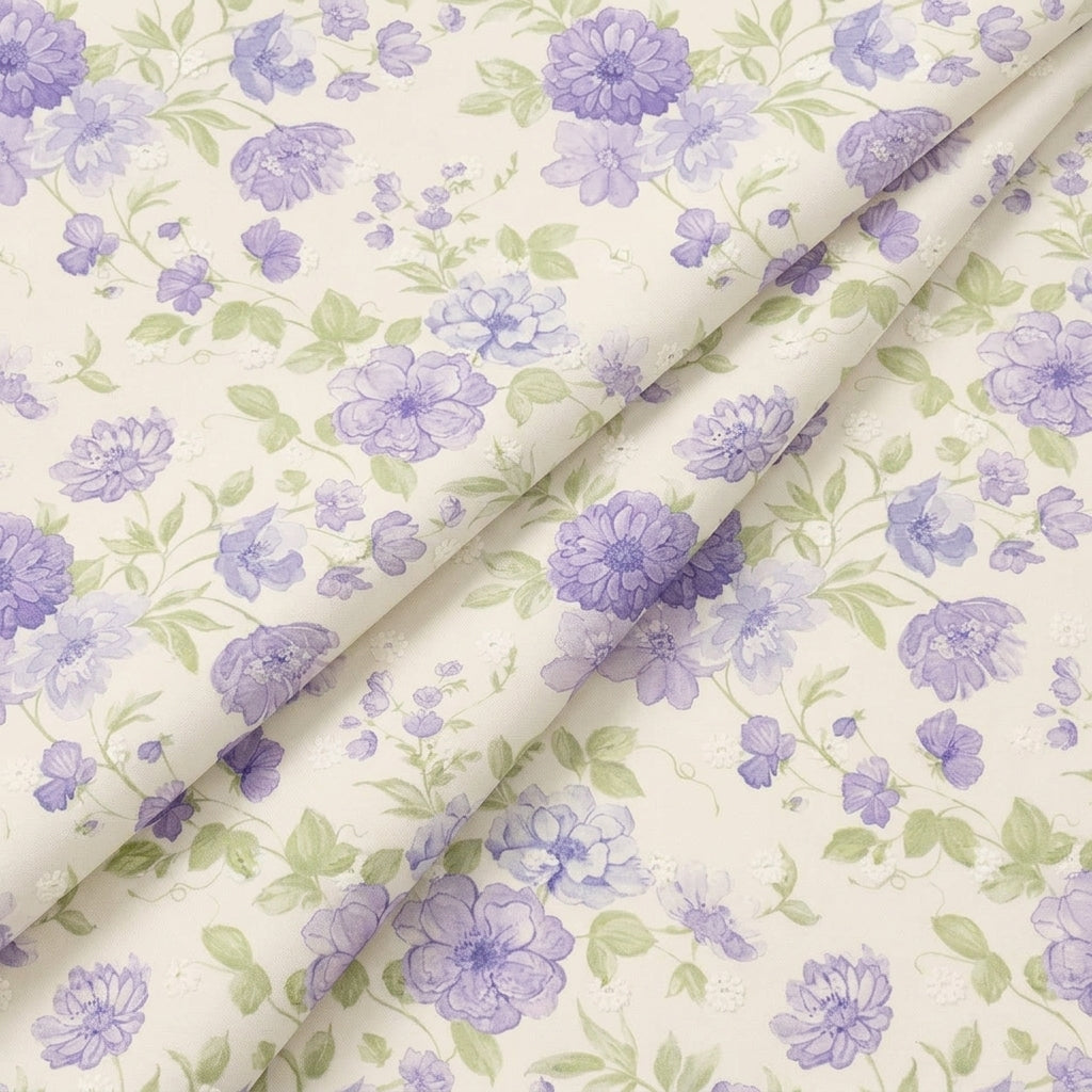 Folded Embroidery Violet Embroidery Cotton Fabric