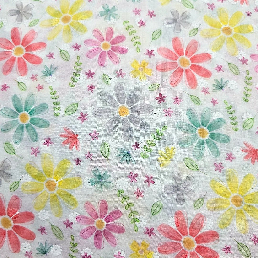 Embroidery Cotton Fabric - EC13331 - Flat fabric