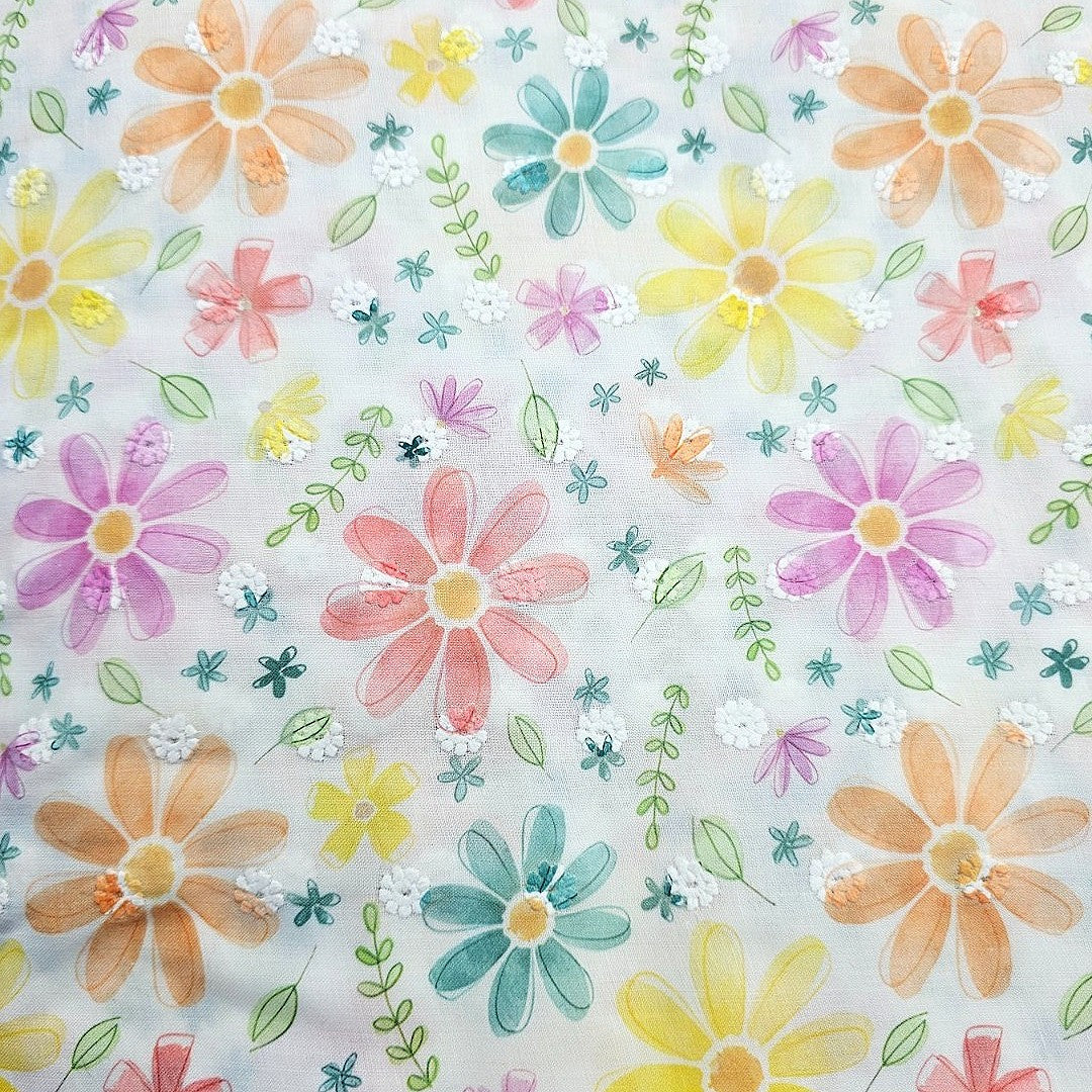 Embroidery Cotton Fabric - EC13332 - Flat fabric