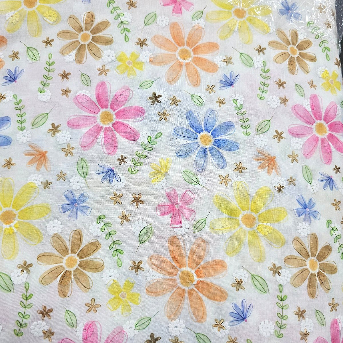 Embroidery Cotton Fabric - EC13333 - Flat fabric