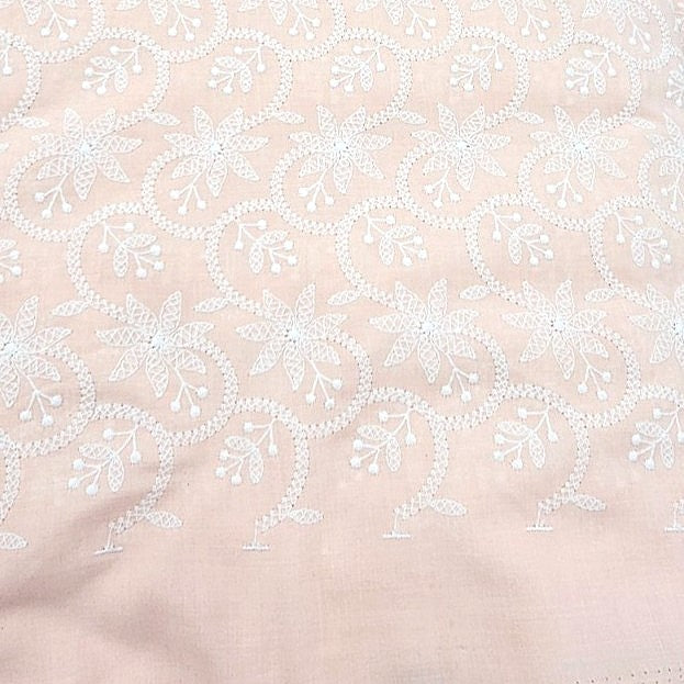 Pink Embroidery Cotton Fabric - EC13375 - EC13375 - Flat fabric