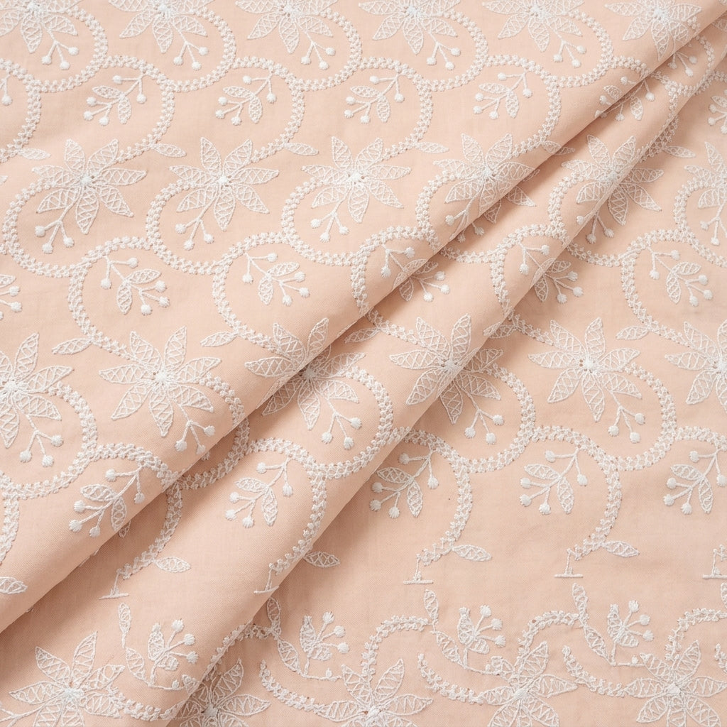 Folded Embroidery Pink Embroidery Cotton Fabric