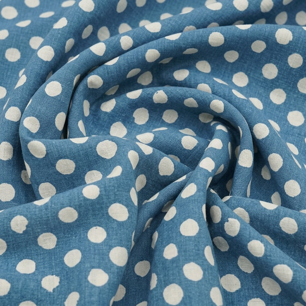 Swirled Polka Dots Blue Polka Dots Cotton Fabric