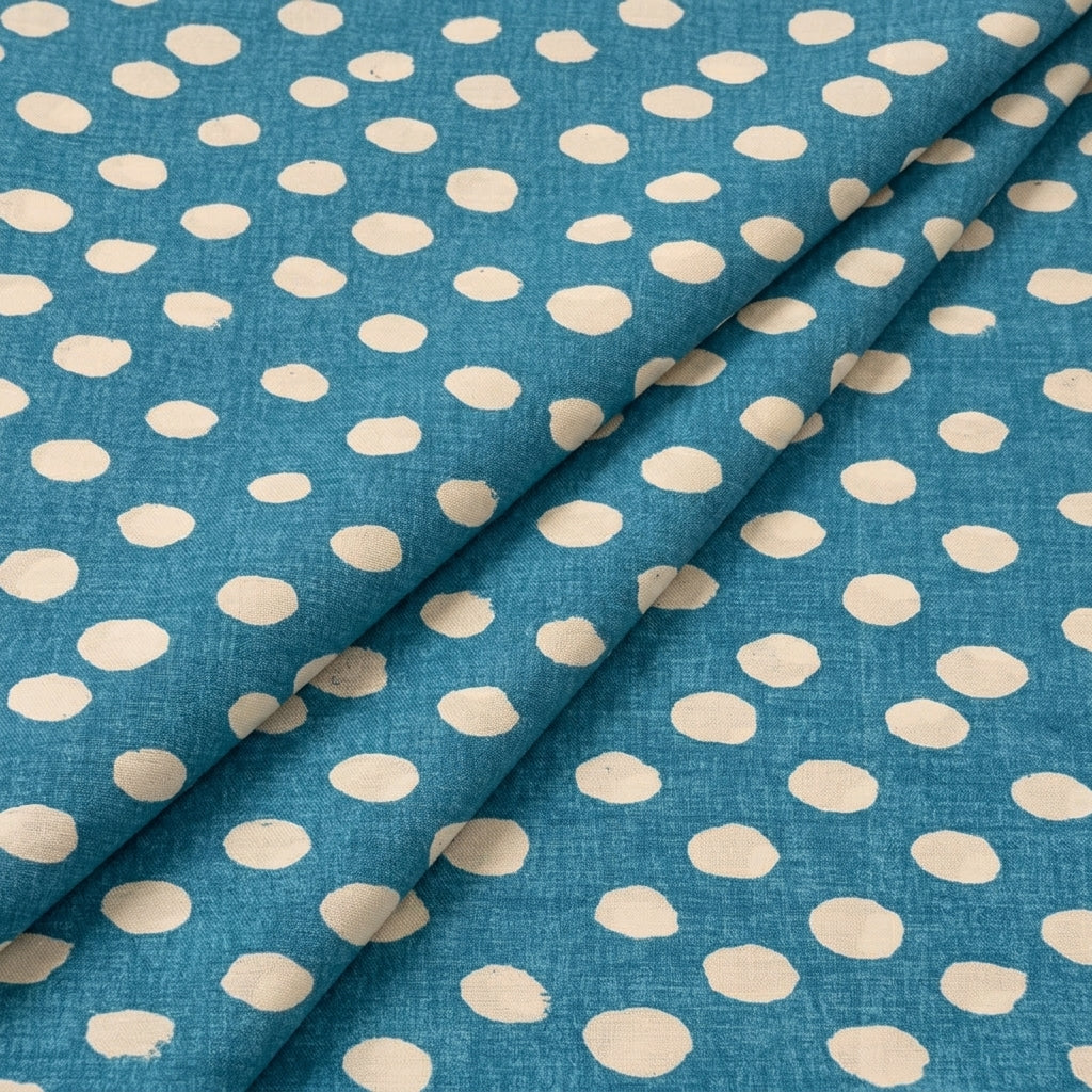 Folded Polka Dots Blue Polka Dots Cotton Fabric