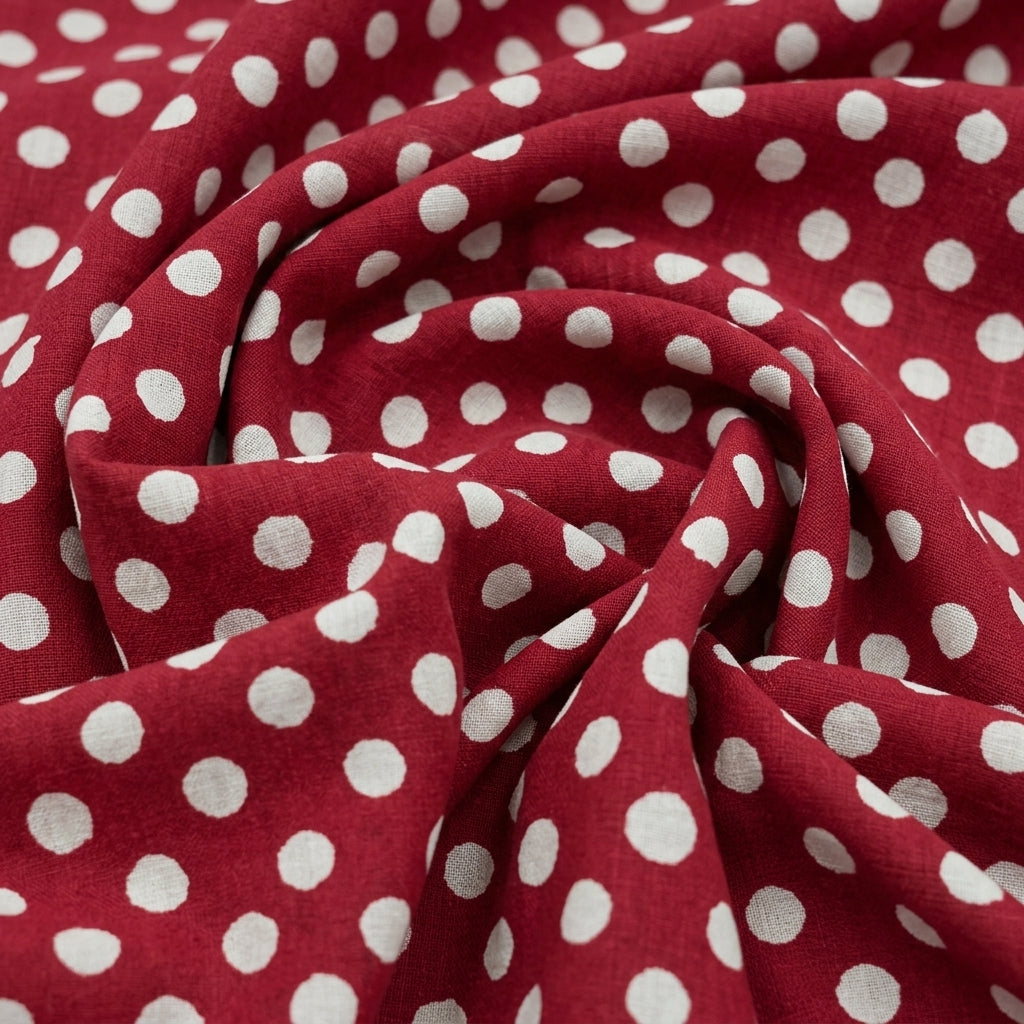 Swirled Polka Dots Maroon Polka Dots Cotton Fabric
