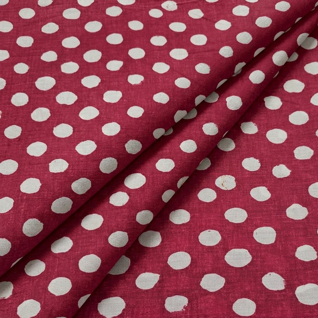 Folded Polka Dots Maroon Polka Dots Cotton Fabric