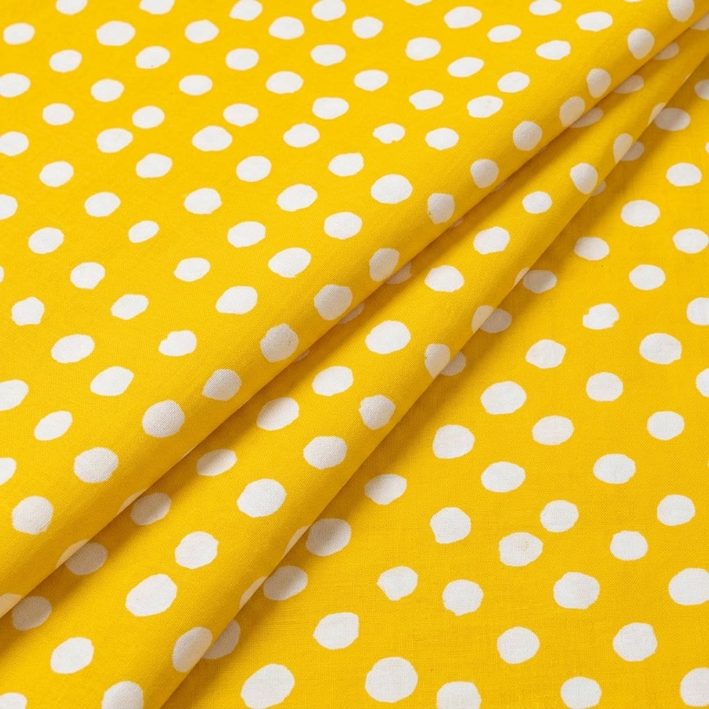 Folded Polka Dots Yellow Polka Dots Cotton Fabric