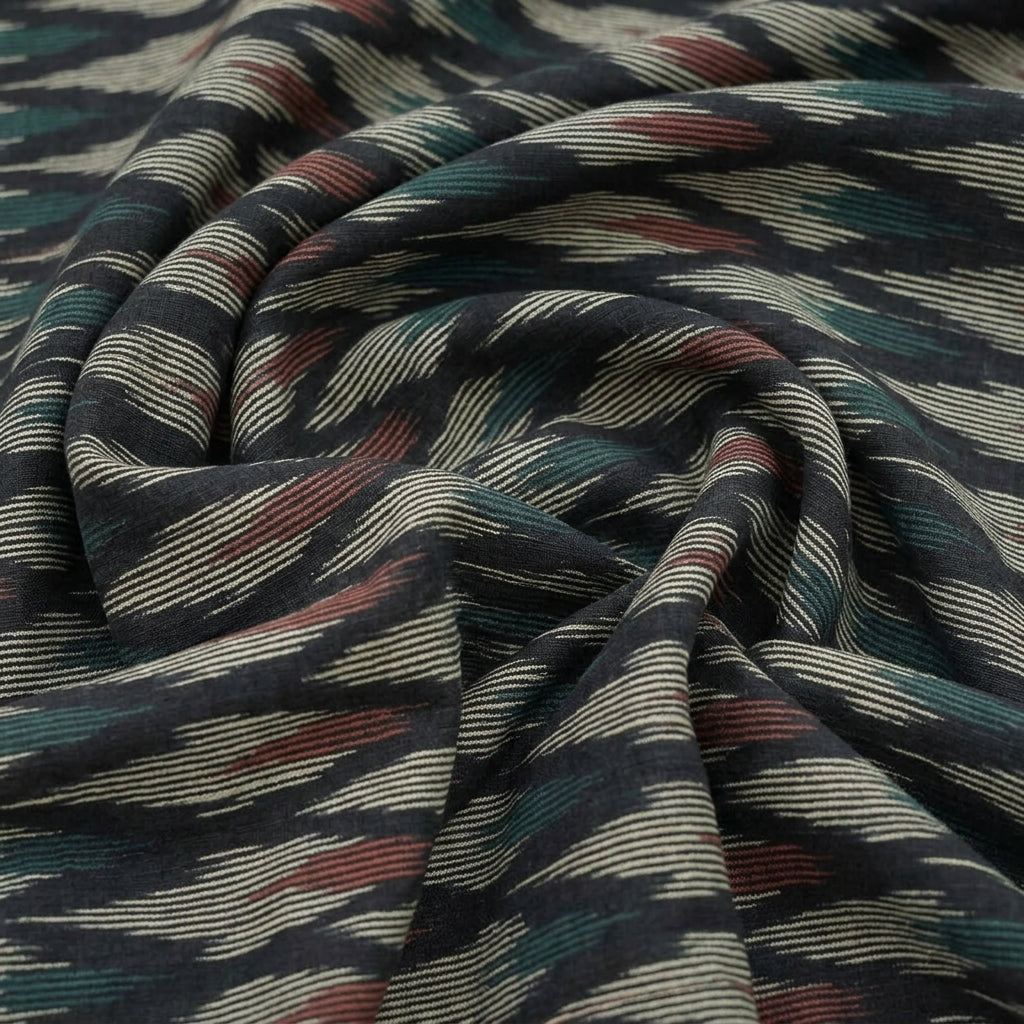 Swirled Ikat Black Ikat Cotton Fabric