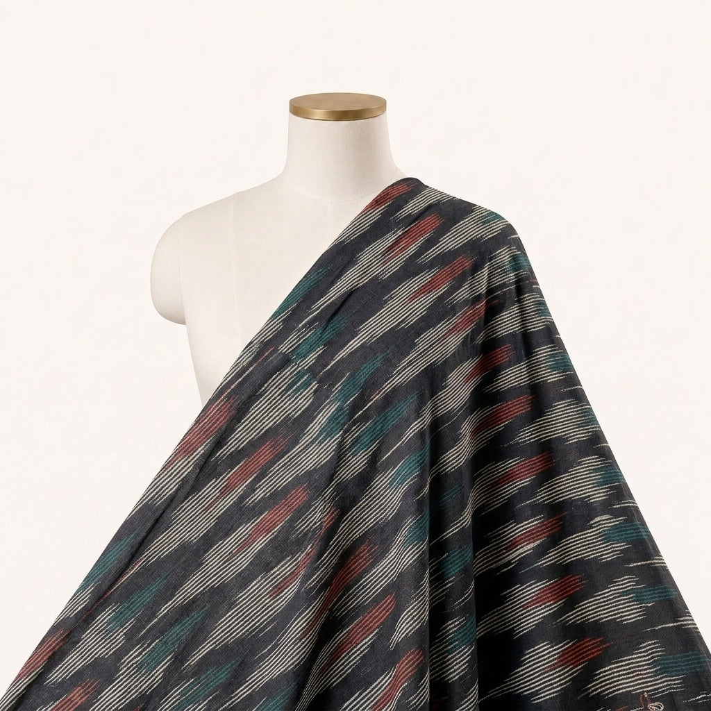 Black Ikat Cotton Fabric - EC13606