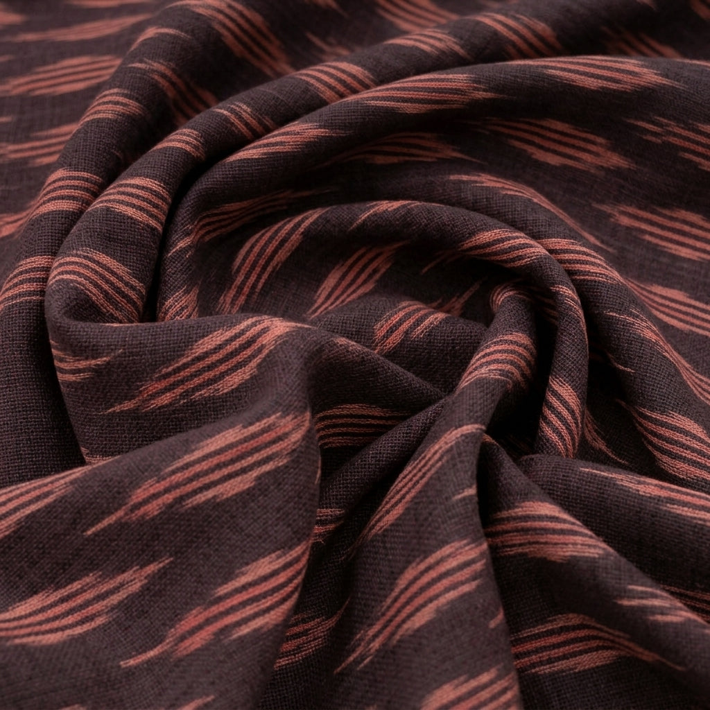 Swirled Ikat Maroon Ikat Cotton Fabric
