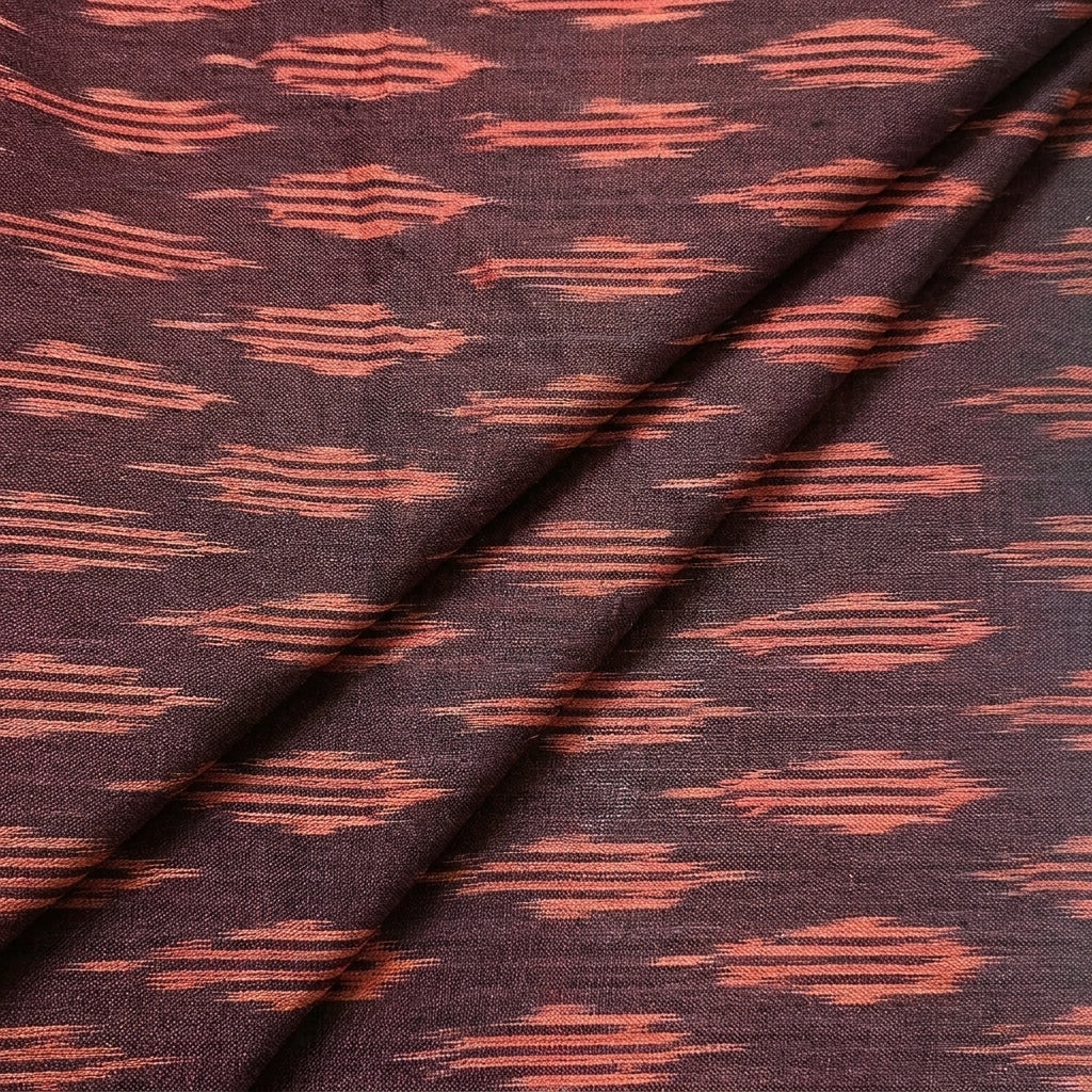 Folded Ikat Maroon Ikat Cotton Fabric