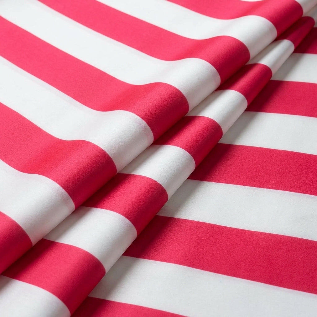 Folded Stripes Red Stripes Satin Fabric