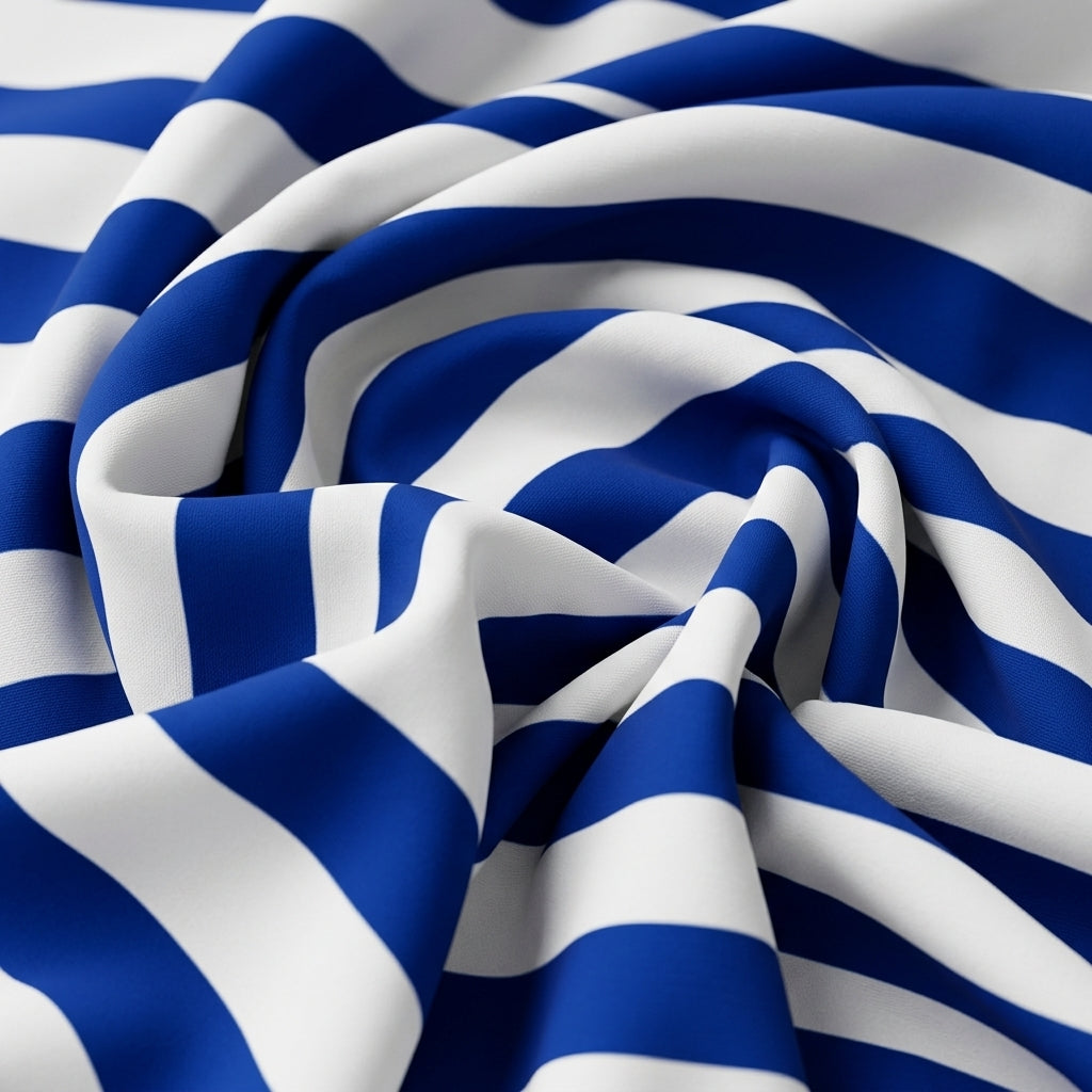 Swirled Stripes Blue Stripes Satin Fabric