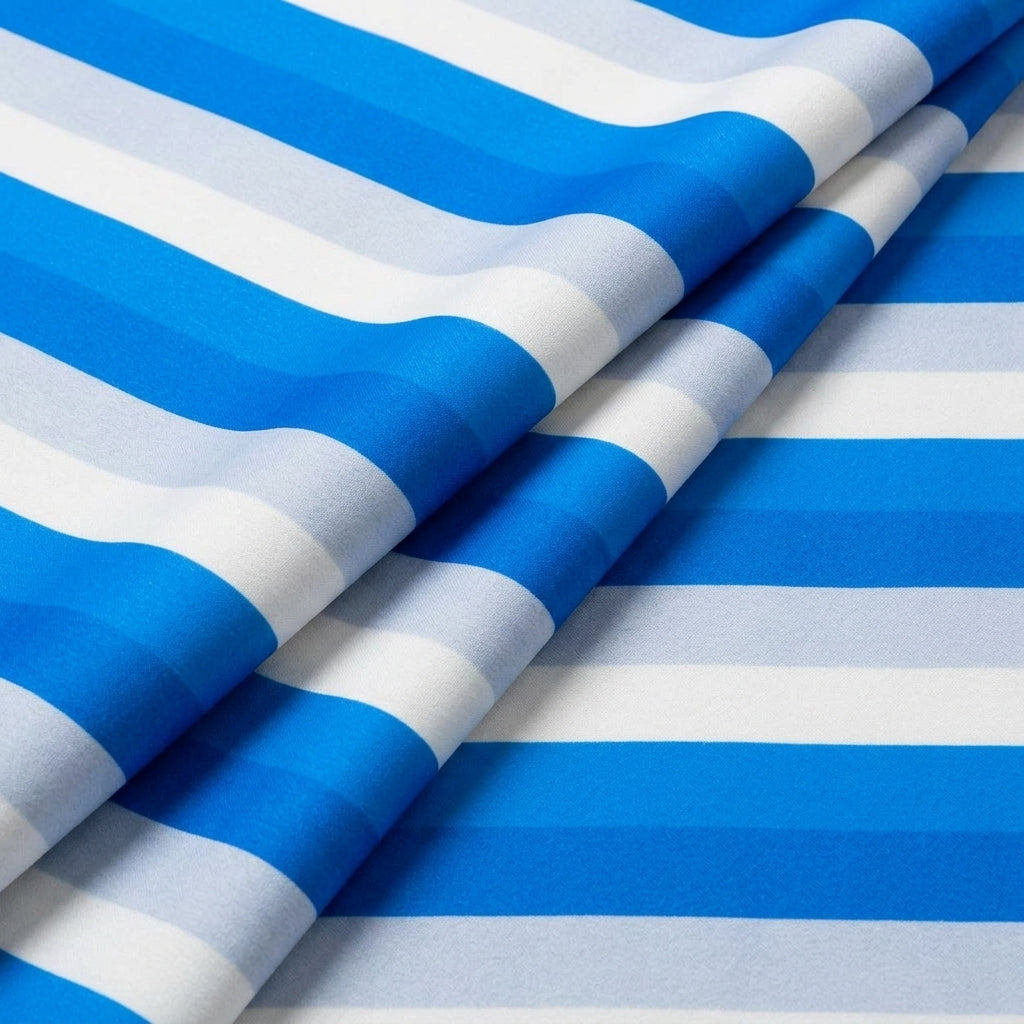 Folded Stripes Blue Stripes Satin Fabric
