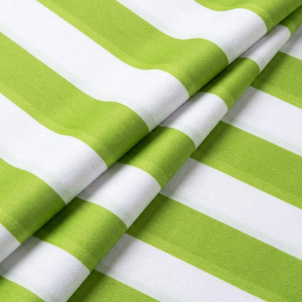 Folded Stripes Green Stripes Satin Fabric