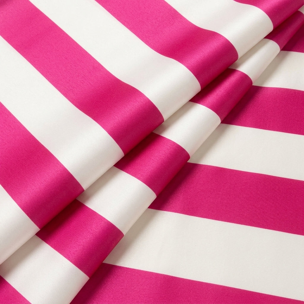 Folded Stripes Pink Stripes Satin Fabric