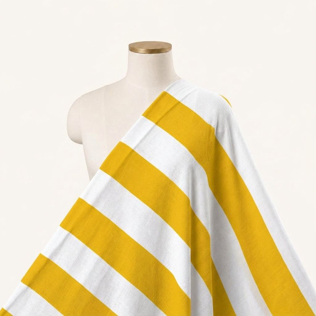 Stripes Gold Stripes Satin Fabric Draped as a saree
