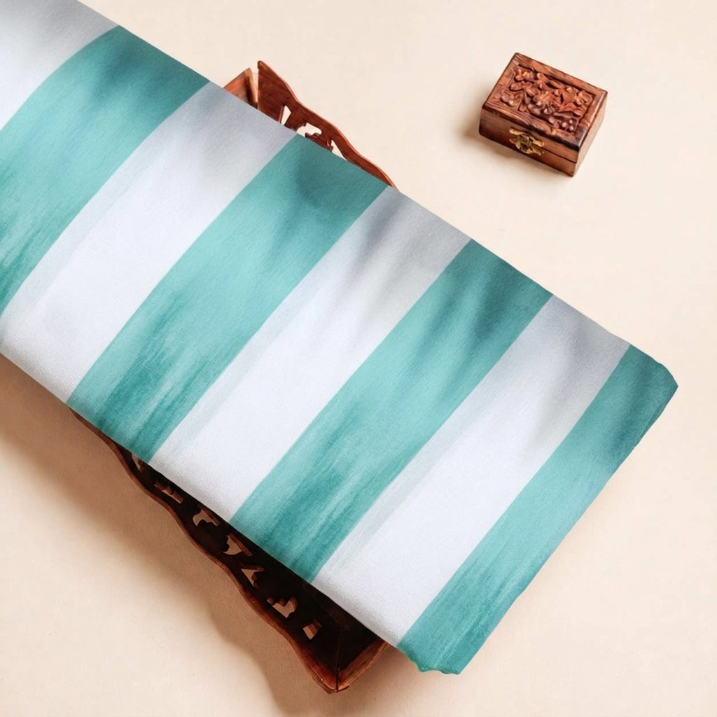 Folded Teal Stripes Stripes Fabric Highlighting and Texture