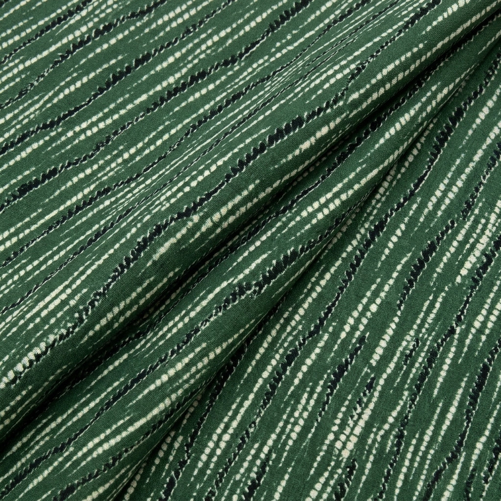 Folded Stripes Green Stripes Cotton Fabric