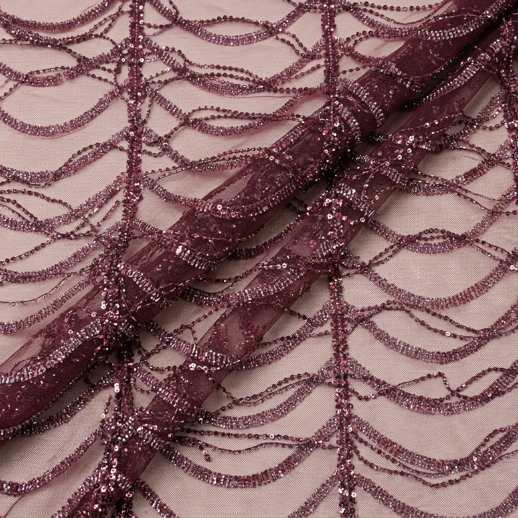 Folded Embroidery Wine Embroidery Net Fabric