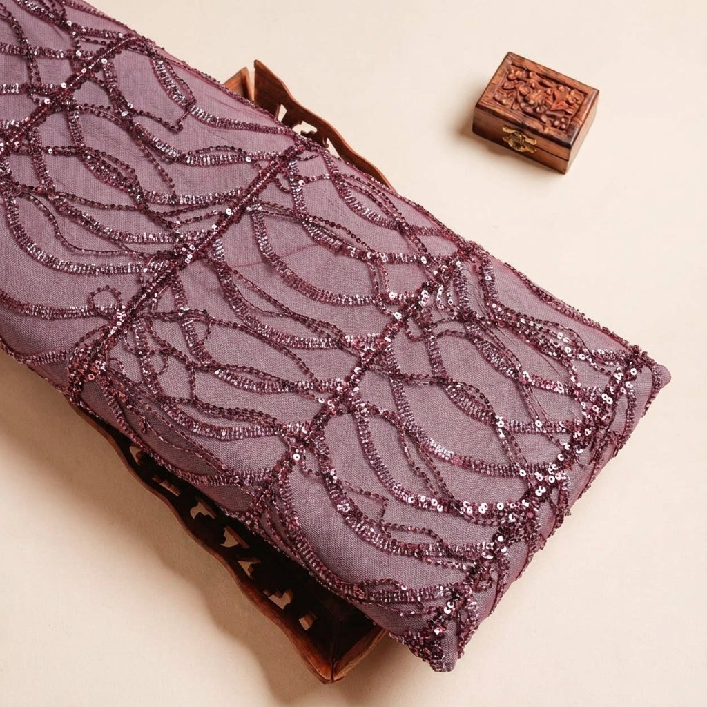 Folded Wine Embroidery Net Fabric Highlighting and Texture