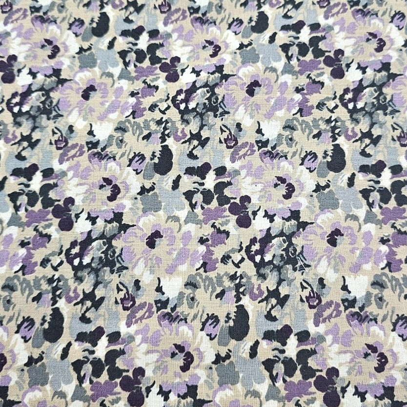 Beige Floral Cotton Fabric - EC13959 - EC13959 - Flat fabric