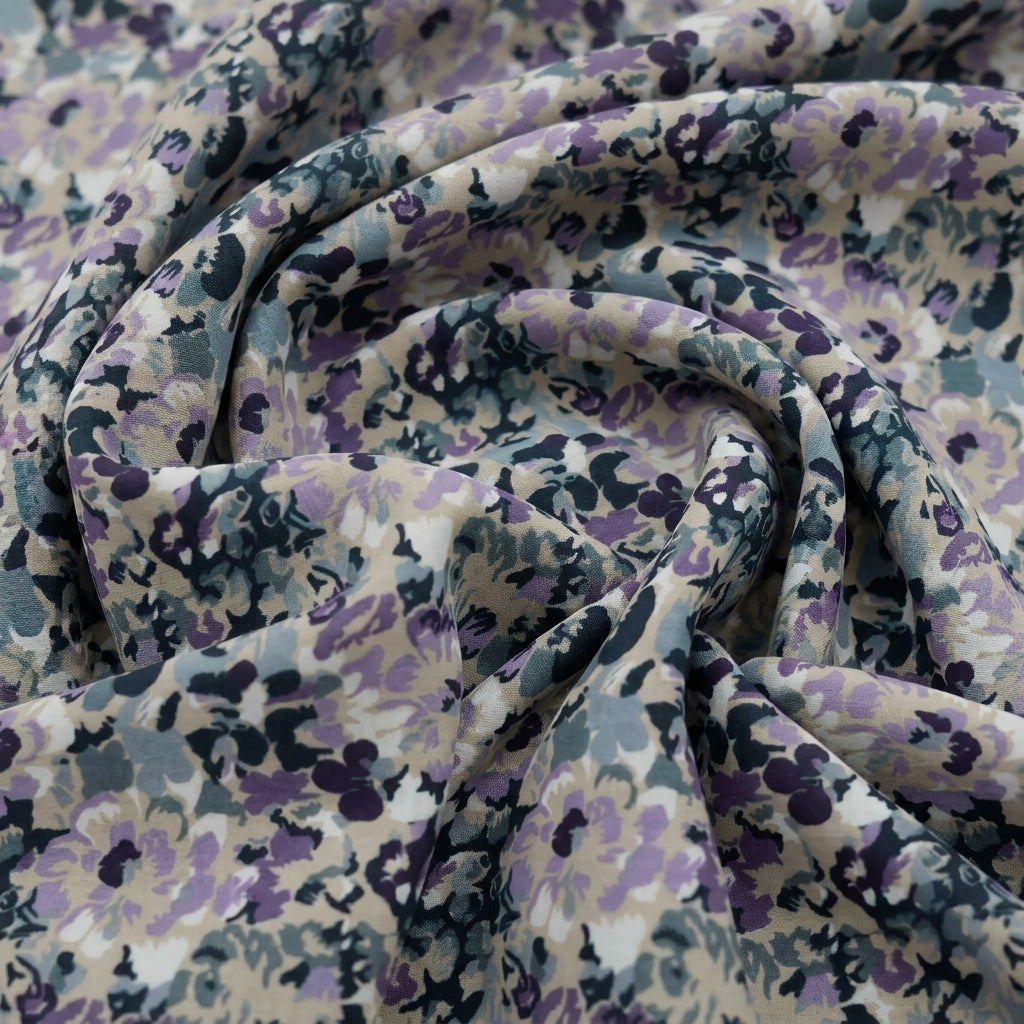 Swirled Floral Beige Floral Cotton Fabric