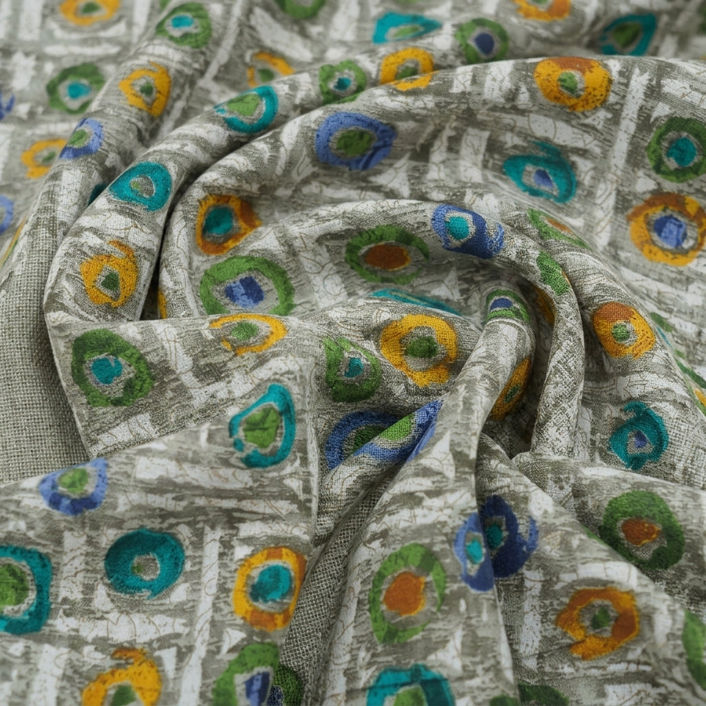 Swirled Abstract Beige Abstract Cotton Fabric