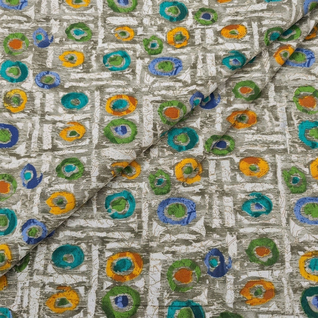 Folded Abstract Beige Abstract Cotton Fabric