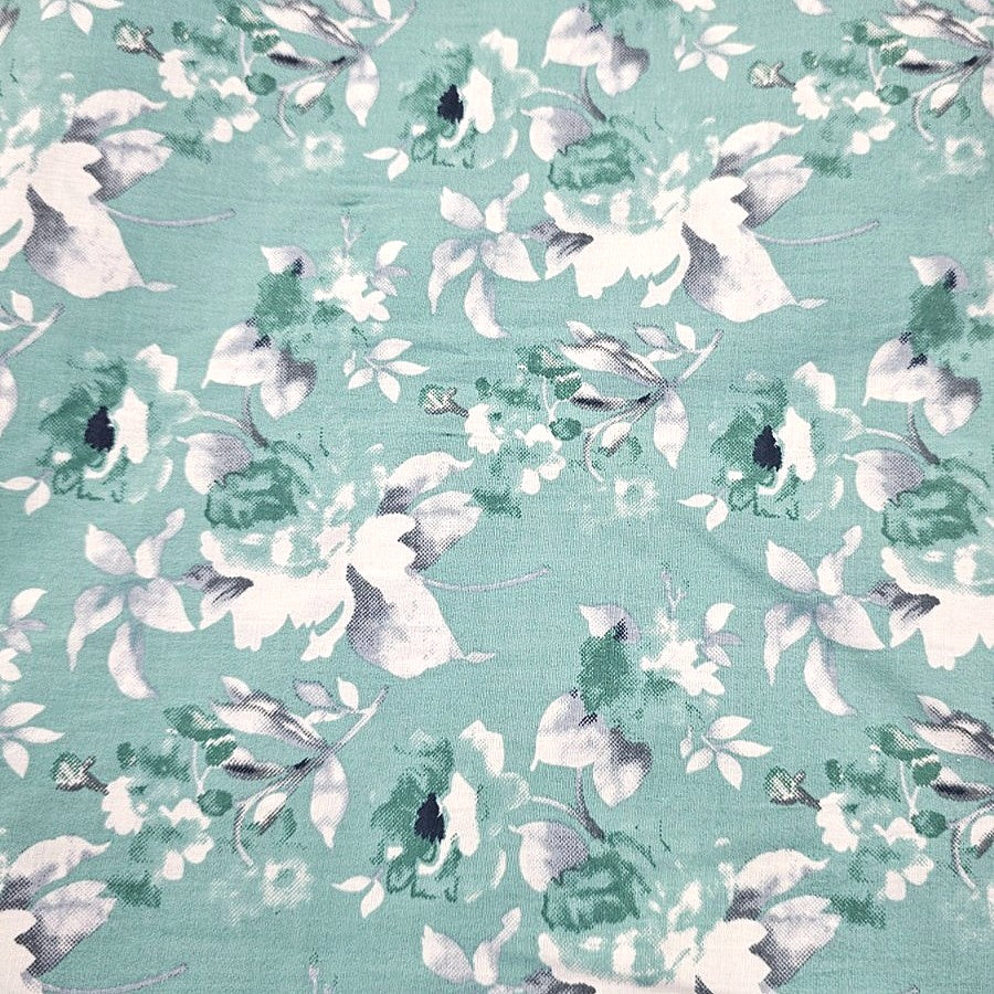 Green Floral Cotton Fabric - EC13973 - EC13973 - Flat fabric