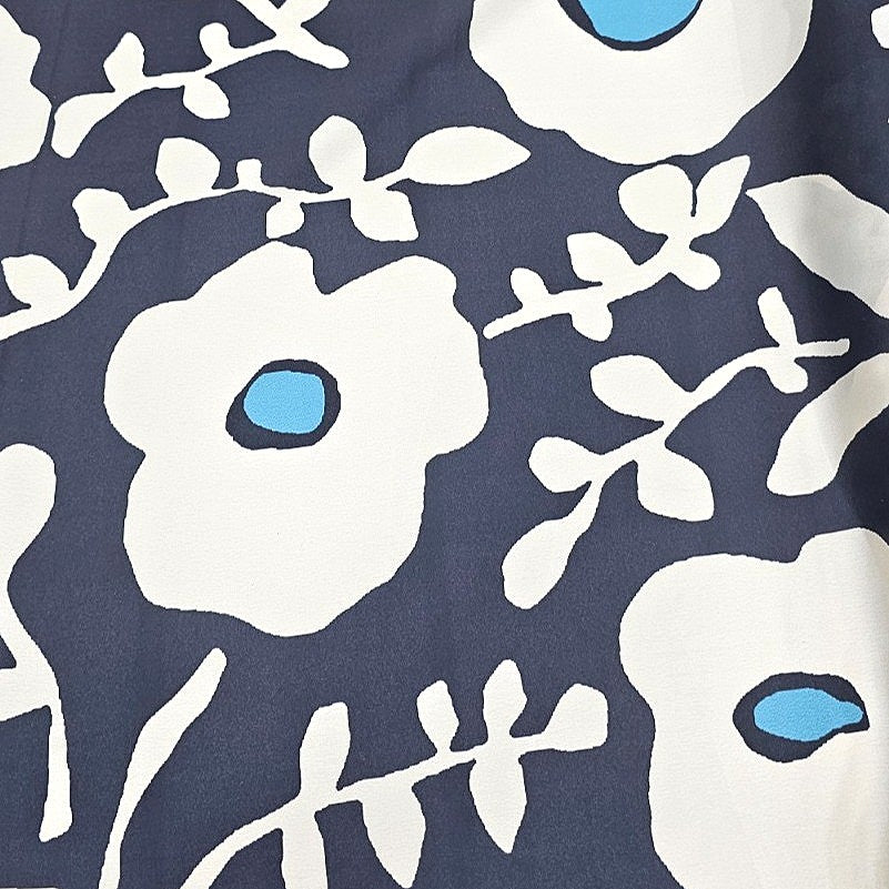 Black Floral Satin Fabric - EC14125 - EC14125 - Flat fabric