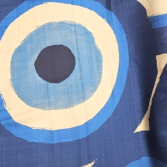 Blue Printed Satin Fabric - EC14145 - EC14145 - Flat fabric